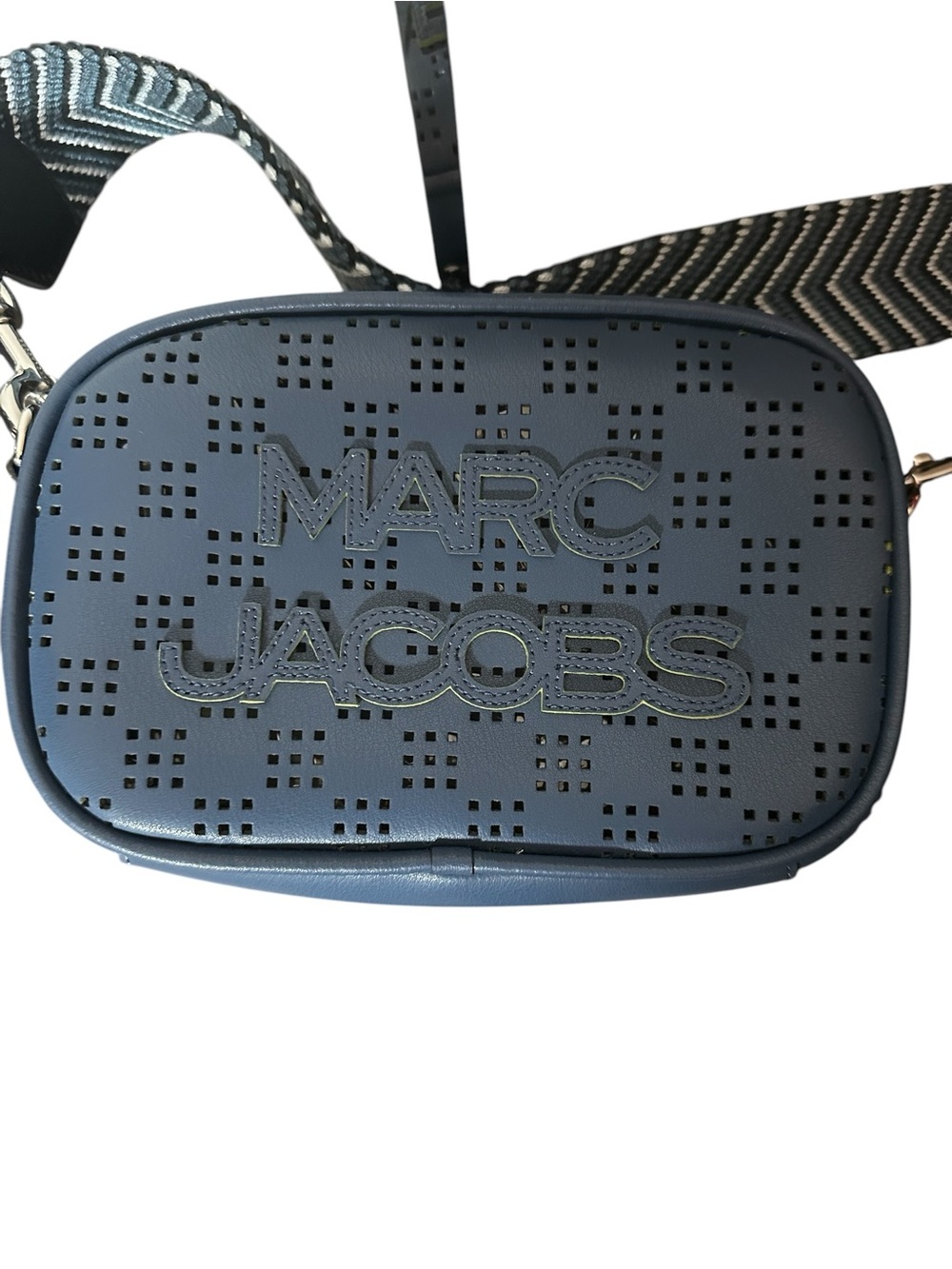 Marc Jacobs Flash Perforated Leather Camera Crossbody Bag Navy Blue - Picture 10 of 12